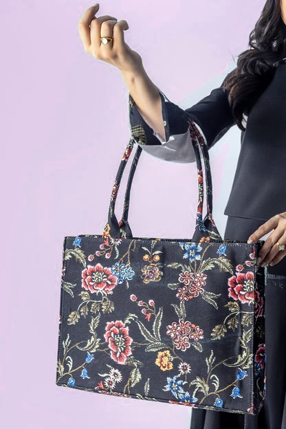 Artistix - Canvas Tote Bag Black Floral