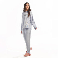 Fleece Pajama Suit Baby BlueTeddy