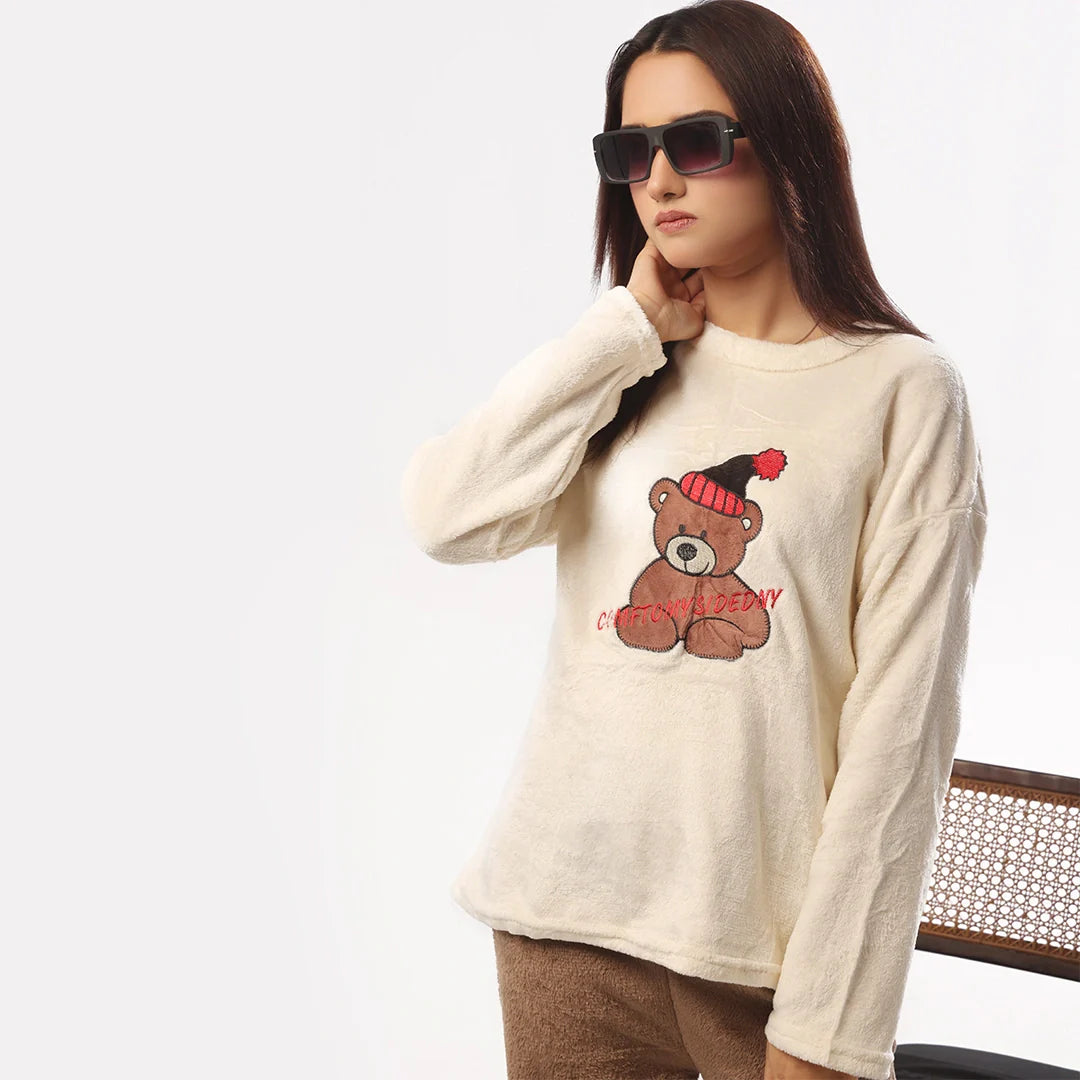 Fleece Long Sleeve Pajama Suit Snow Teddy