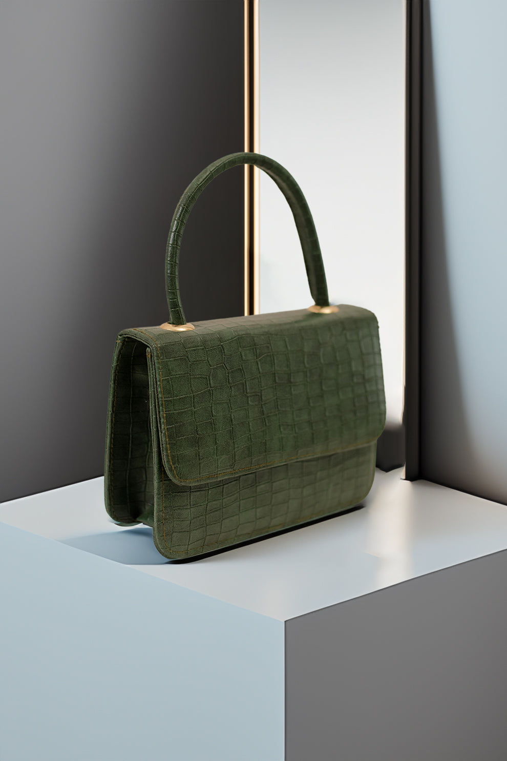 Artistix -  Handbag Croco Shine Olive - Green