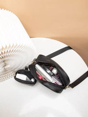 Artistix -  Chevron Quilted Square Bag With Coin Purse ~ Black
