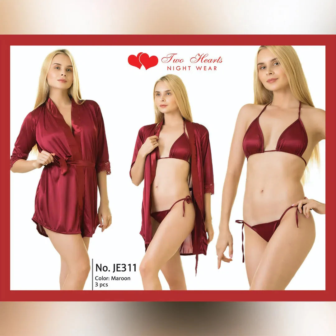Allure - Silk Robe with Bra and Panty