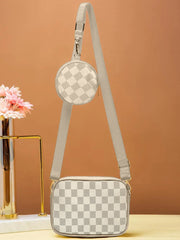 Artistix - Checkered Coin Crossbody Bag ~ Off White