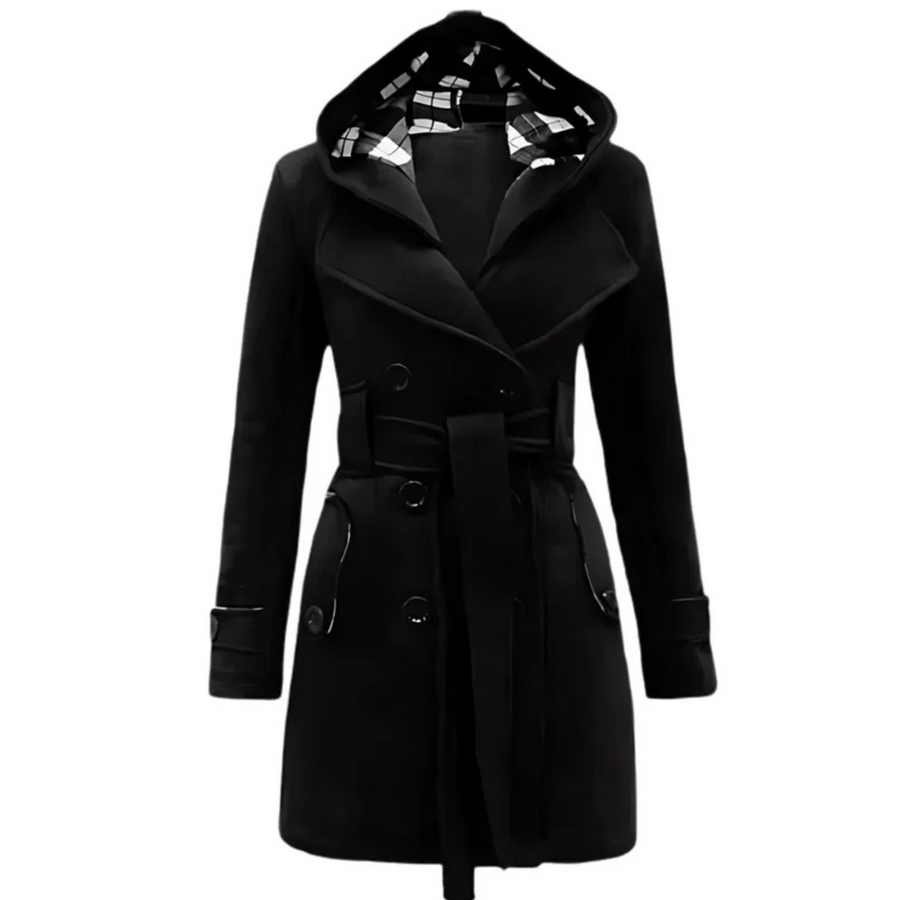 Fleece Double Breasted Waist Belt Long Coat