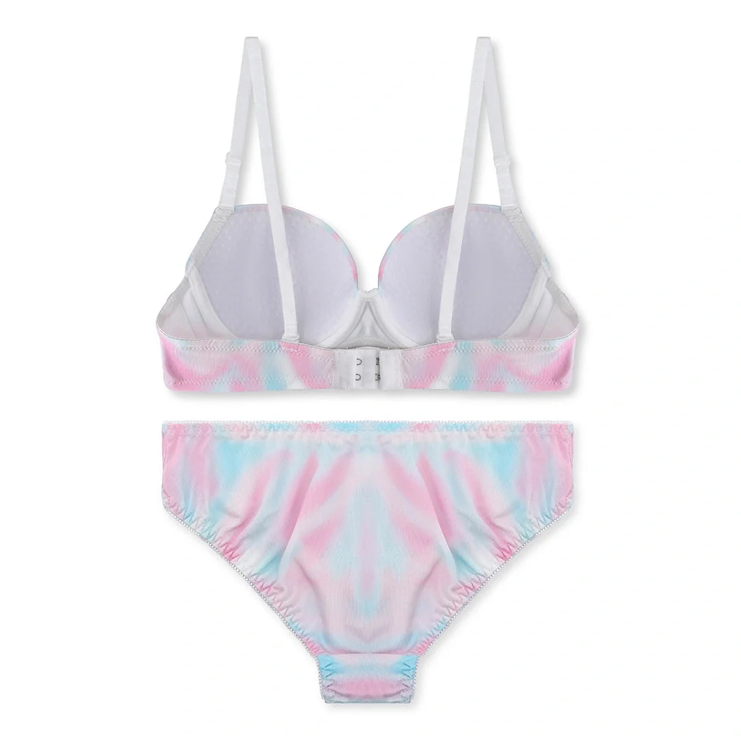 Rainbow Moon Print Padded Bra and Panty Set