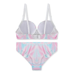 Rainbow Moon Print Padded Bra and Panty Set