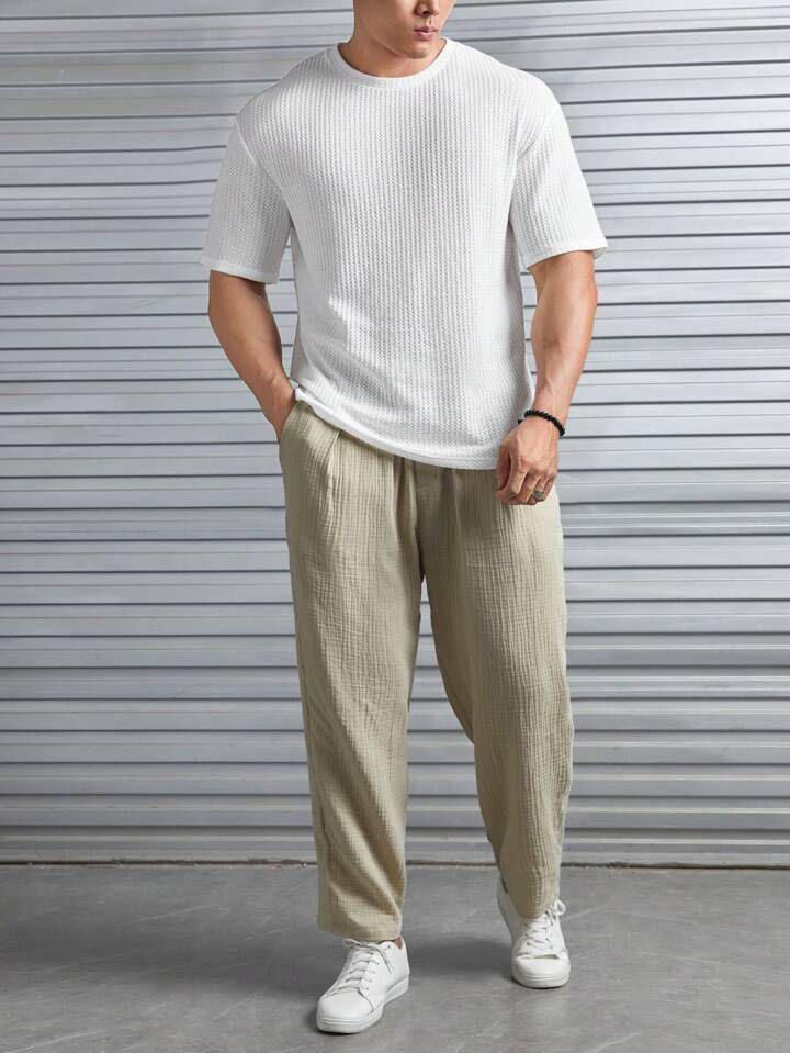 Artistix - Oversized Waffle Knit Tee For Men White