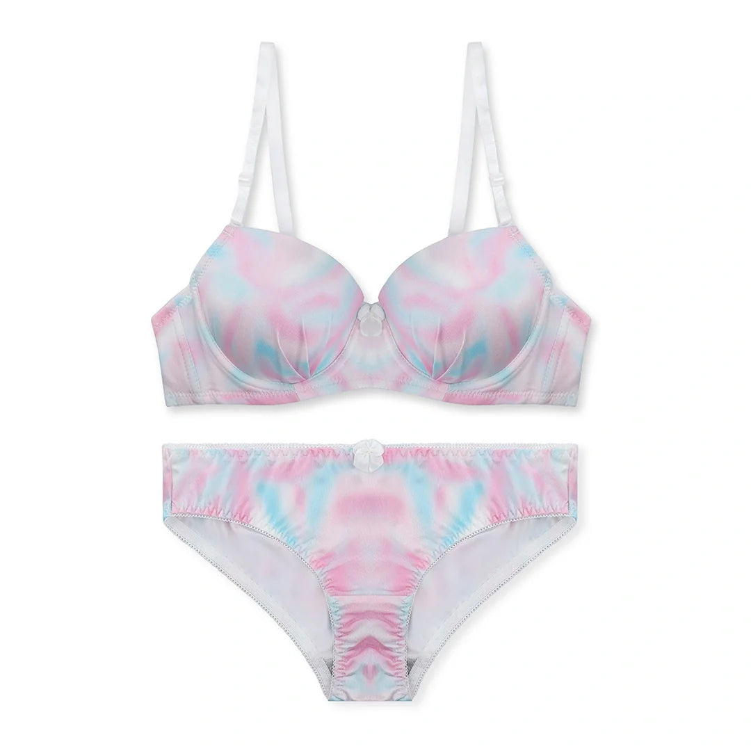 Rainbow Moon Print Padded Bra and Panty Set