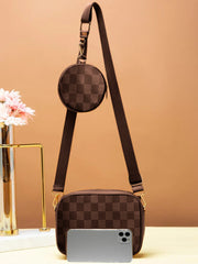 Artistix - Checkered Coin Crossbody Bag ~ Brown