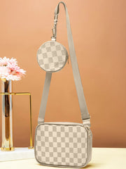 Artistix - Checkered Coin Crossbody Bag ~ Off White