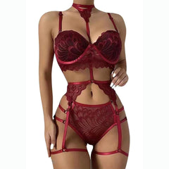 Super Embroidered Exotic Garter Belt Set