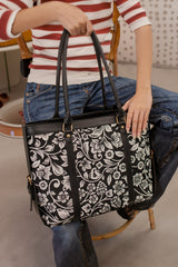 Artistix - Strap  Canvas Tote Bags Black Floral