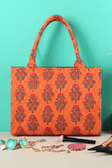 Artistix - Canvas Tote Bag Orange Floral