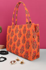 Artistix - Canvas Tote Bag Orange Floral