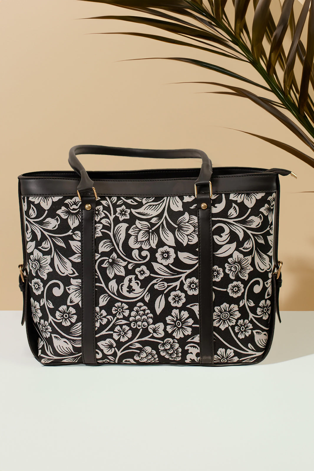 Artistix - Strap  Canvas Tote Bags Black Floral