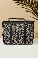 Artistix - Strap  Canvas Tote Bags Black Floral