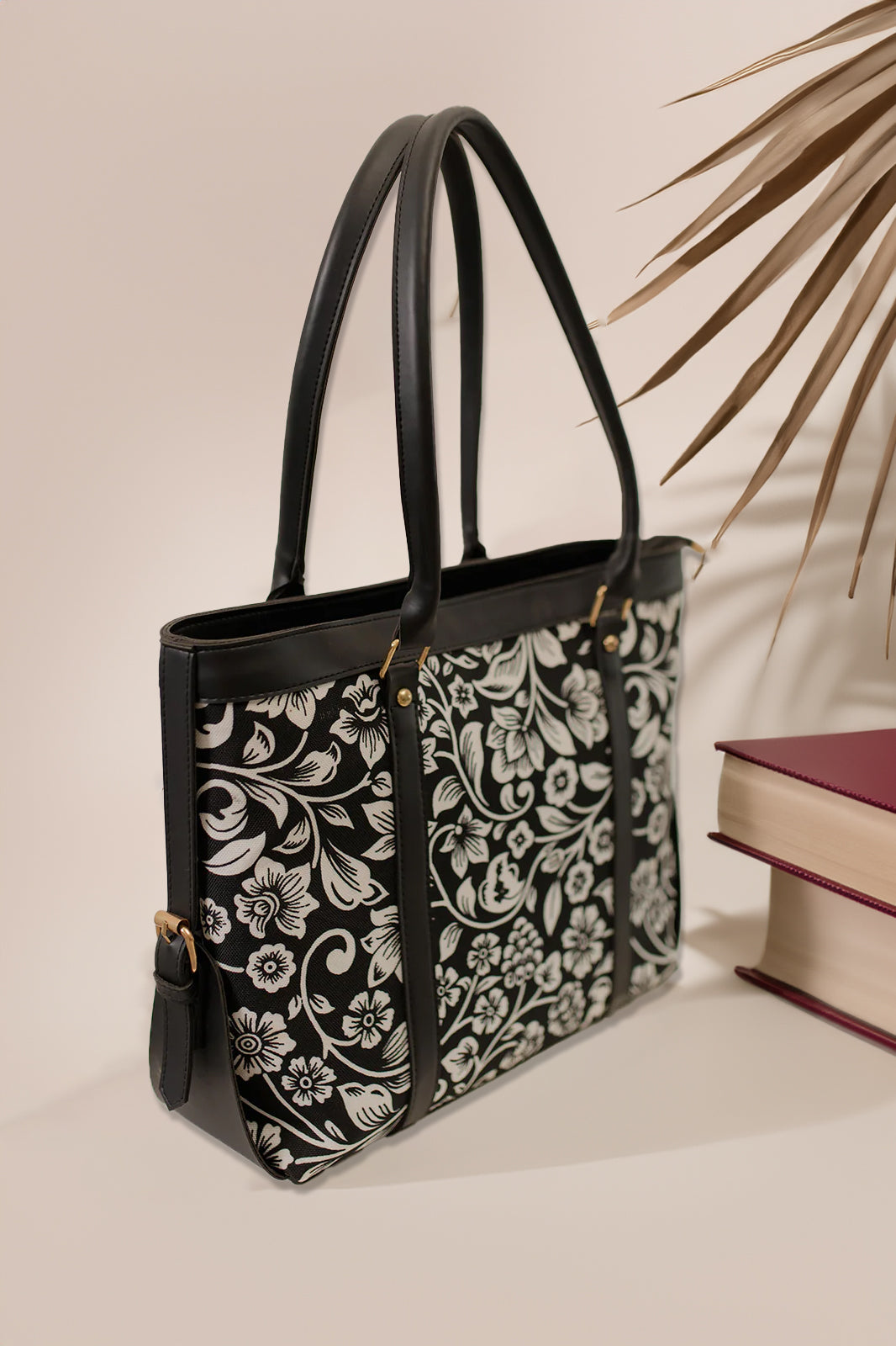 Artistix - Strap  Canvas Tote Bags Black Floral