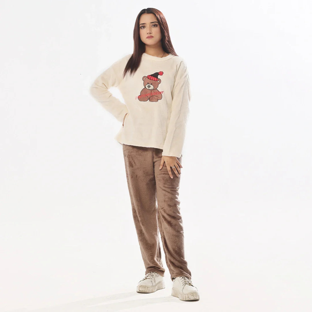 Fleece Long Sleeve Pajama Suit Snow Teddy