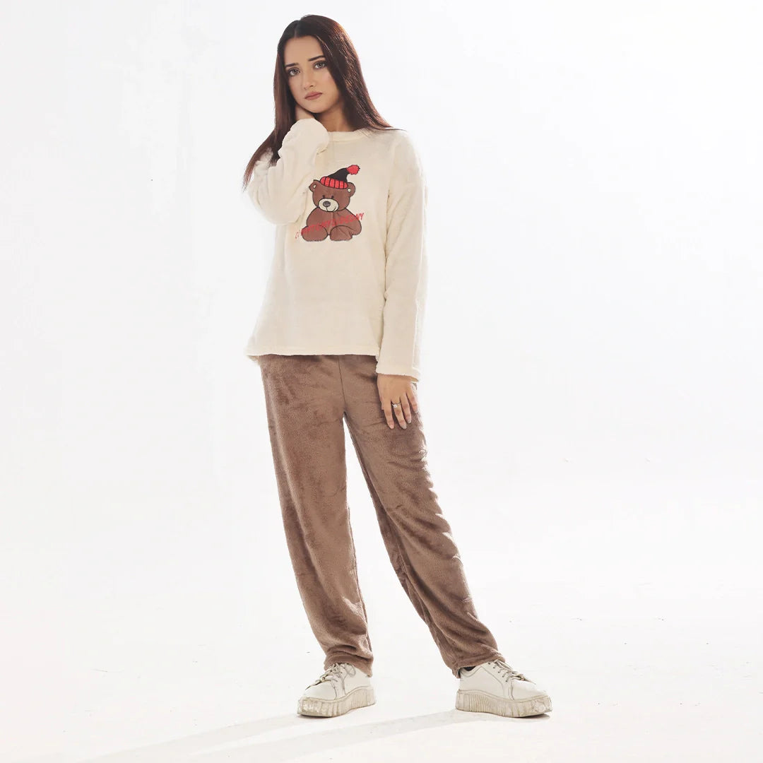 Fleece Long Sleeve Pajama Suit Snow Teddy