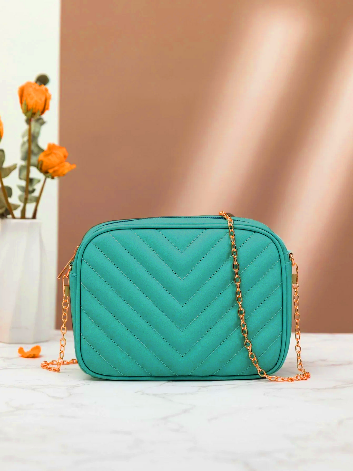Artistix -  Chevron Charm Crossbody Bag ~Sea Green