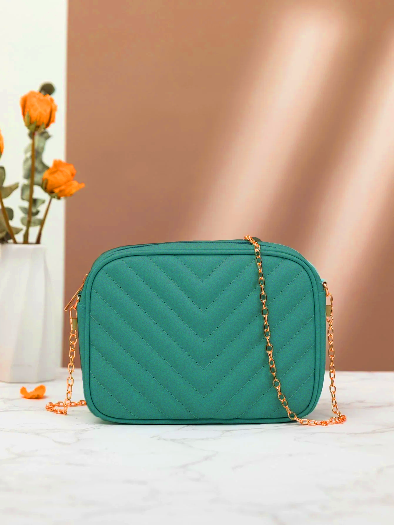 Artistix -  Chevron Charm Crossbody Bag ~Sea Green