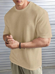 Artistix - Oversized Waffle Knit Tee For Men Biege