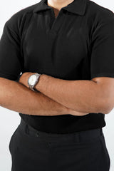 Artistix - Waffle Knitted Polo - Black