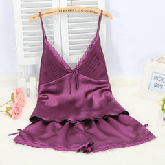 2 Piece Inner Top and Short Silk Cami Set