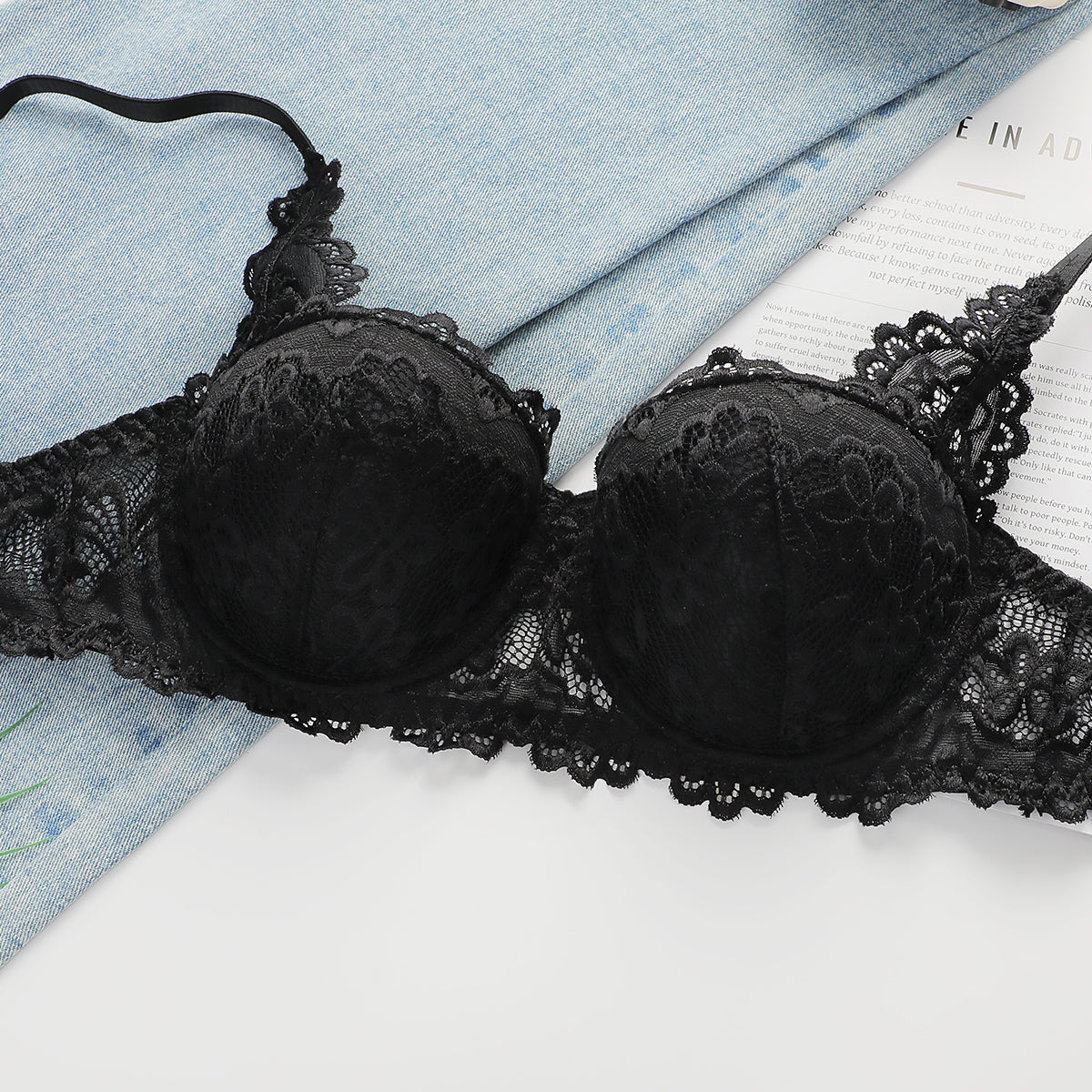 Bra Set -  Noir Petal