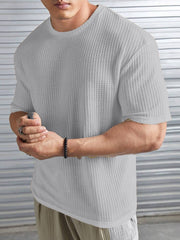Artistix - Oversized Waffle Knit Tee For Men Grey