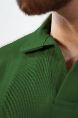 Artistix - Waffle Knitted Polo - Olive