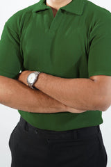 Artistix - Waffle Knitted Polo - Olive