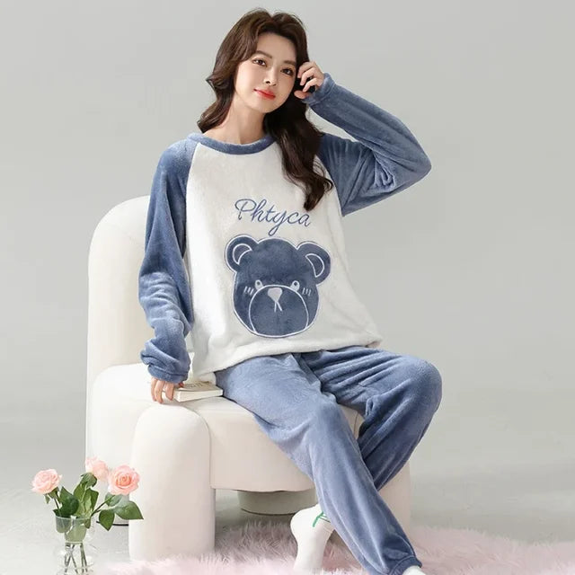 Blue Blush Fleece Pajama Suit