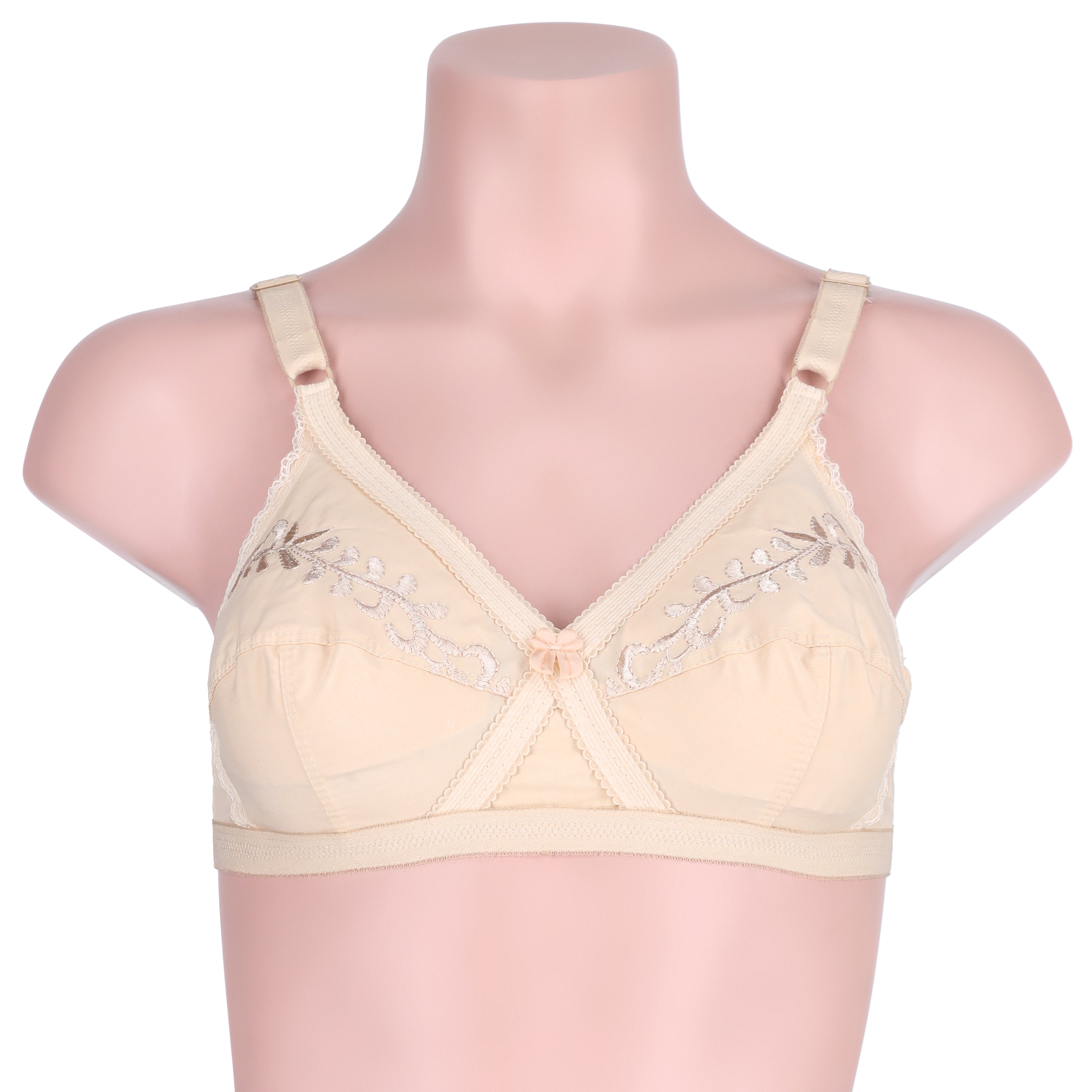 Cross Embroidered Casual Non Padded Wireless Bra