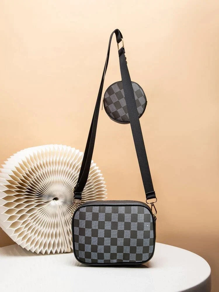 Artistix - Checkered Coin Crossbody Bag ~ Black