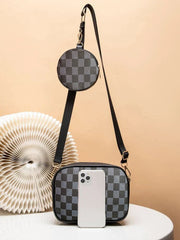 Artistix - Checkered Coin Crossbody Bag ~ Black