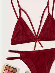 Ex Maroon Sexy Transparent Bikini Set