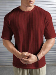 Artistix - Oversized Waffle Knit Tee For Men Maroon