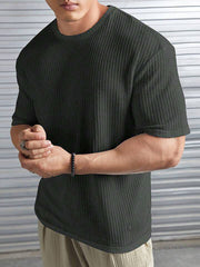 Artistix - Oversized Waffle Knit Tee For Men Charcoal