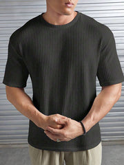 Artistix - Oversized Waffle Knit Tee For Men Charcoal