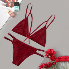 Ex Maroon Sexy Transparent Bikini Set