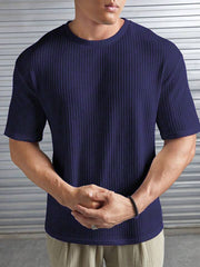 Artistix - Oversized Waffle Knit Tee For Men Navyblue