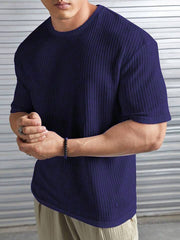 Artistix - Oversized Waffle Knit Tee For Men Navyblue