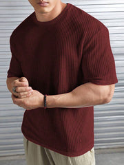 Artistix - Oversized Waffle Knit Tee For Men Maroon